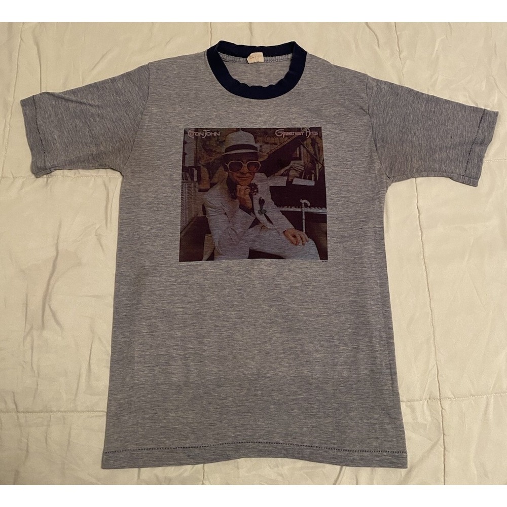 Vintage 1970s Elton John Greatest Hits Ringer Tee S‎